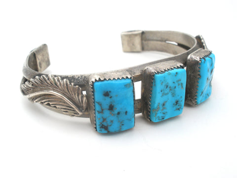 Navajo Turquoise Cuff Bracelet Sterling Silver