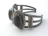 Navajo Black Onyx Cuff Bracelet Sterling Silver Vintage