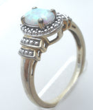 Opal & Diamond Sterling Silver Ring Size 7 - The Jewelry Lady's Store
