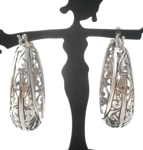 Sterling Silver Cut Out Hoop Earrings