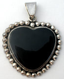 Black Onyx Heart Pendant Sterling Silver - The Jewelry Lady's Store