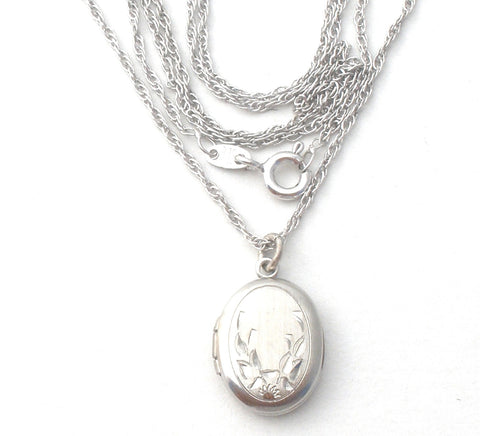 Small Locket Pendant Necklace Sterling Silver 18"