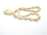 Carved Bone Elephant Bead Necklace 18" - The Jewelry Lady's Store