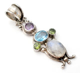 Multi Gemstone Pendant Sterling Silver - The Jewelry Lady's Store