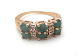 Emerald & Diamond Vermeil Ring 925 Size 8 - The Jewelry Lady's Store