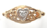 14K Gold Heart Diamond Ring Size 5.75 - The Jewelry Lady's Store