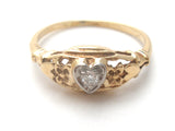 14K Gold Heart Diamond Ring Size 5.75 - The Jewelry Lady's Store