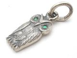 14K White Gold Owl Bird Pendant Charm Vintage