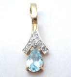 Blue Topaz & Diamond 10K Gold Enhancer Pendant