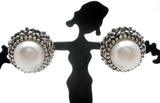 Sterling Silver Halo Pearl Earrings