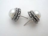 Sterling Silver Halo Pearl Earrings