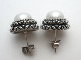 Sterling Silver Halo Pearl Earrings