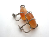 Banded Agate Earrings Sterling Silver Vintage - The Jewelry Lady's Store