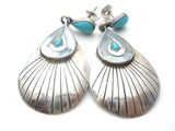 Turquoise & MOP Sterling Silver Earrings Southwestern