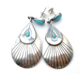 Turquoise & MOP Sterling Silver Earrings Southwestern