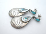 Turquoise & MOP Sterling Silver Earrings Southwestern