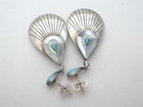 Turquoise & MOP Sterling Silver Earrings Southwestern
