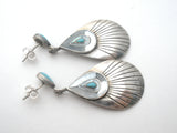 Turquoise & MOP Sterling Silver Earrings Southwestern