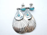 Turquoise & MOP Sterling Silver Earrings Southwestern