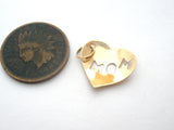 14K Gold Mom Heart Charm Pendant Vintage