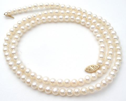 Pearl Necklace With 14K Gold Clasp 24"