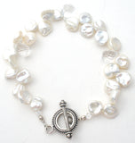 Pearl & Clear Crystal Bead Bracelet 8" - The Jewelry Lady's Store