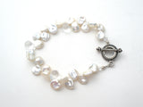Pearl & Clear Crystal Bead Bracelet 8" - The Jewelry Lady's Store