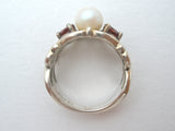 Pearl & Garnet Sterling Silver Ring Size 6 - The Jewelry Lady's Store
