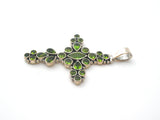 Peridot Cross Pendant Sterling Silver
