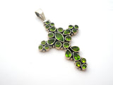 Peridot Cross Pendant Sterling Silver