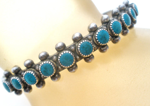 Petit Point Turquoise Cuff Bracelet Sterling Silver