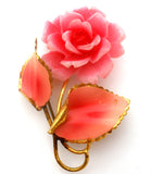 Pink Celluloid Rose Brooch Pin Vintage - The Jewelry Lady's Store