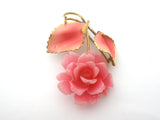 Pink Celluloid Rose Brooch Pin Vintage - The Jewelry Lady's Store