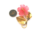 Pink Celluloid Rose Brooch Pin Vintage - The Jewelry Lady's Store