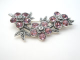 Pink Crystal Flower Brooch Sterling Silver - The Jewelry Lady's Store