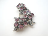 Pink Crystal Flower Brooch Sterling Silver - The Jewelry Lady's Store