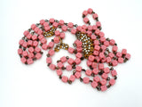 Pink Glass Bead & Rhinestone Necklace Set