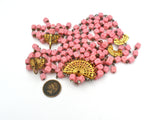 Pink Glass Bead & Rhinestone Necklace Set