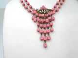 Pink Glass Bead & Rhinestone Necklace Set