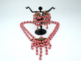 Pink Glass Bead & Rhinestone Necklace Set