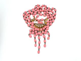 Pink Glass Bead & Rhinestone Necklace Set