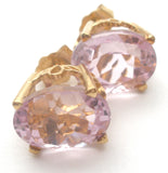 Pink Ice Earrings 14K Gold CZ Pierced Stud - The Jewelry Lady's Store