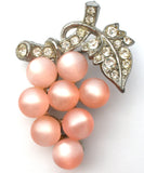 Pink Moonglow & Rhinestone Grape Brooch Pin Vintage - The Jewelry Lady's Store