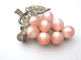 Pink Moonglow & Rhinestone Grape Brooch Pin Vintage - The Jewelry Lady's Store