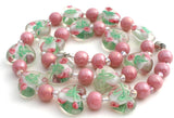 Pink Murano Lampwork Rose Heart Glass Bead Necklace - The Jewelry Lady's Store