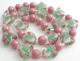 Pink Murano Lampwork Rose Heart Glass Bead Necklace - The Jewelry Lady's Store