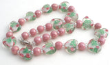 Pink Murano Lampwork Rose Heart Glass Bead Necklace - The Jewelry Lady's Store