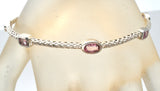 Pink Sapphire Sterling Silver Bangle Bracelet P & B - The Jewelry Lady's Store