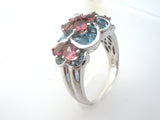 Pink Tourmaline Blue Topaz 14K Gold Ring Size 9 - The Jewelry Lady's Store