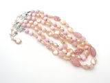 Pink Triple Strand Glass Bead Necklace - The Jewelry Lady's Store